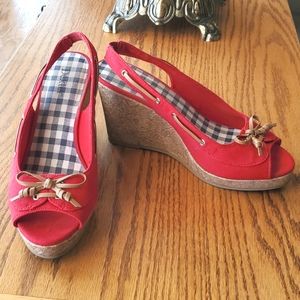 Red Slingback Wedges